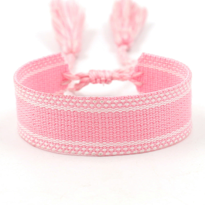 Wholesale Custom Embroidered Tassel Woven DIY Polyester Bracelet !Please Contact Us WhatsApp:+86 151 6820 1735 Custom Service for Help